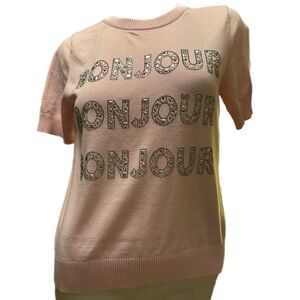 Karl Lagerfeld Pink 'Bonjour' Sweater Tee